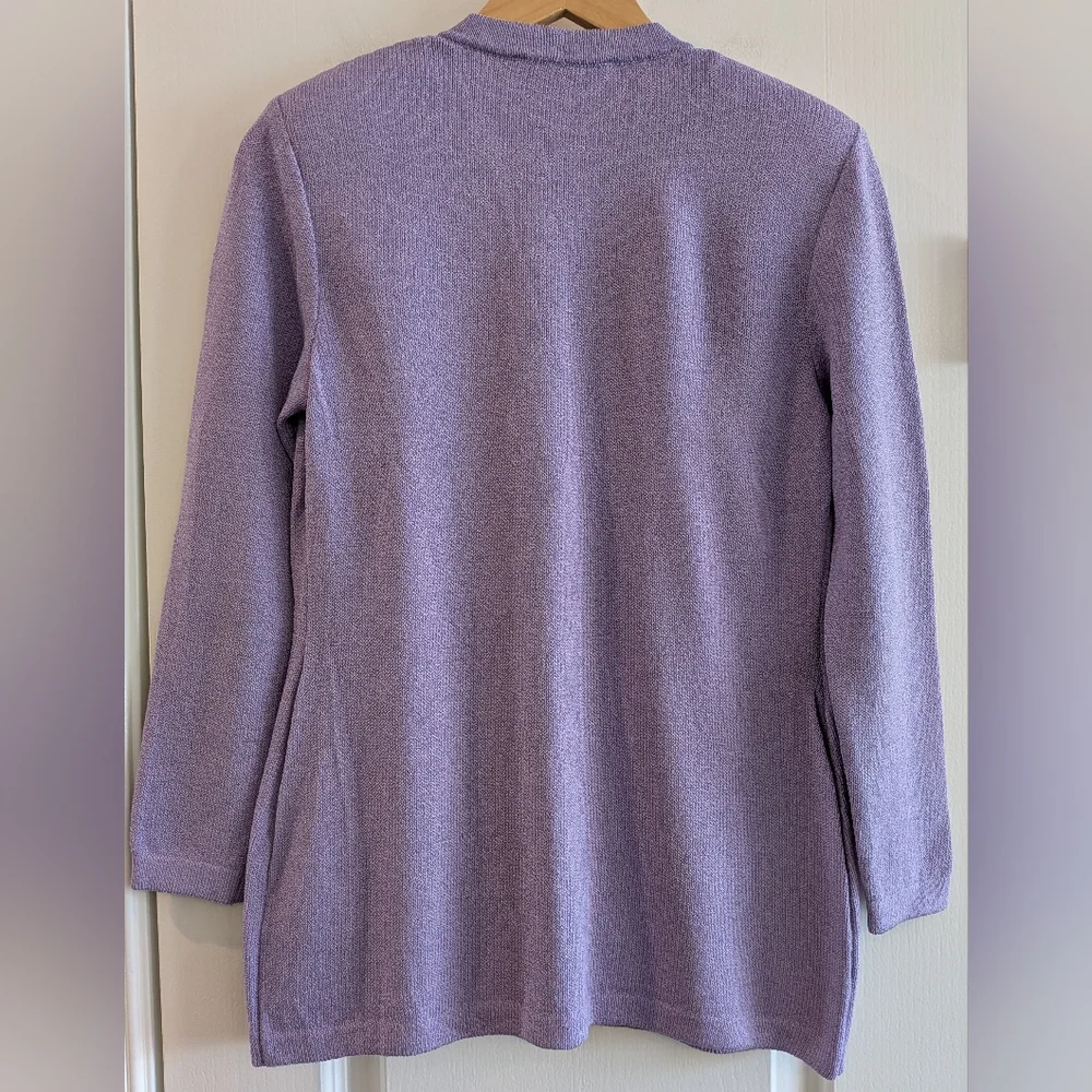 St John Collection Santana Knit Lavender Purple Cardigan Wool Blend Size 2 - Picture 7 of 13